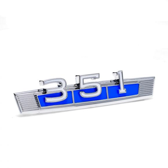 351 Engine Badge Emblem | Blue Accent | 69-77 Bronco, 67-72 Ford Truck
